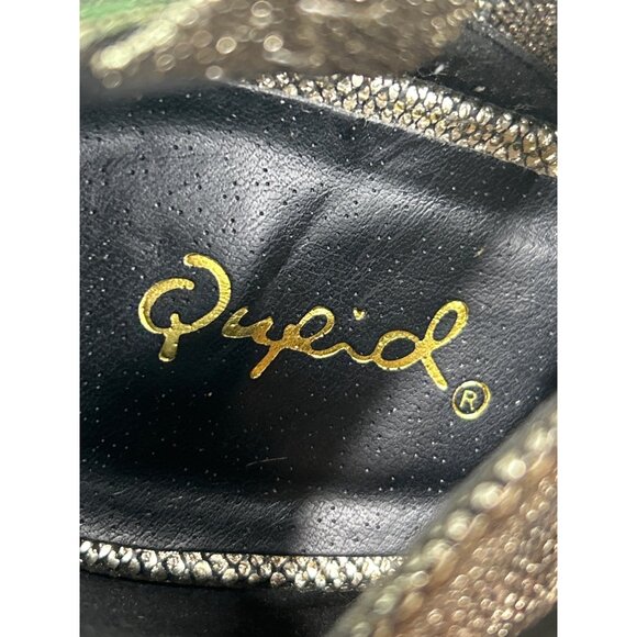 Qupid Womens Gold Strappy Peep Toe Stiletto Heels Sandals Size 8 High Back Zip - Picture 8 of 8